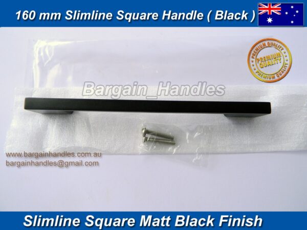 160mm Slimline Handle D-Square Matte Black