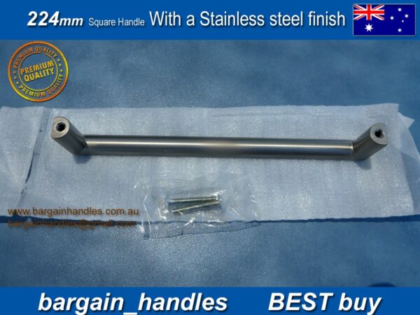 224mm kitchen door handle Brushed Stainless Steel finish D-Square Series - Image 3
