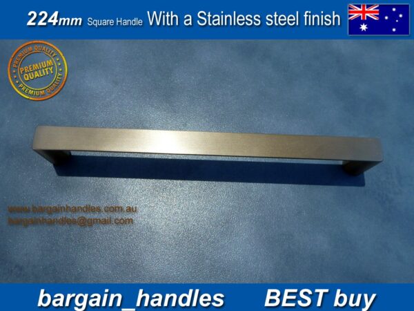 224mm kitchen door handle Brushed Stainless Steel finish D-Square Series - Image 4