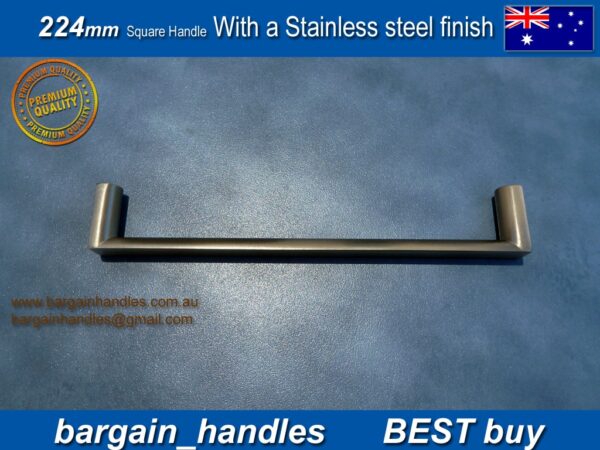 224mm kitchen door handle Brushed Stainless Steel finish D-Square Series - Image 7