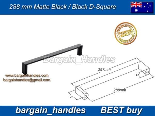 288mm D-Square Handle Pulls Matte Black