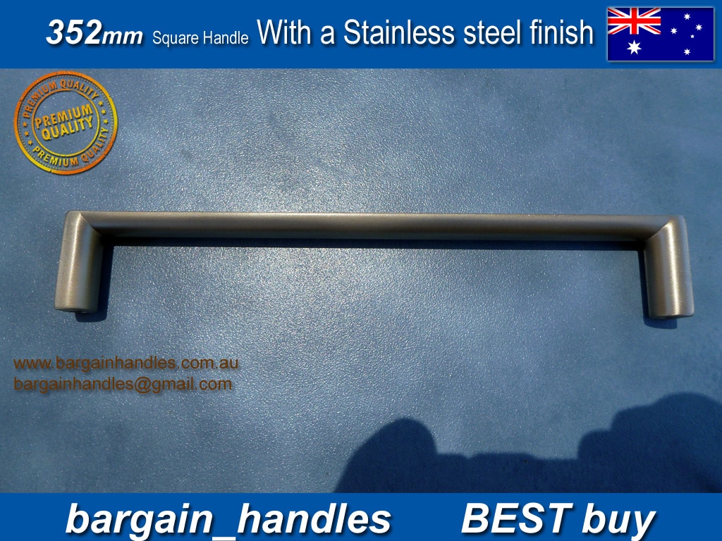 352mm Kitchen Door Handle Brushed Stainless Steel Finish D-Square Series