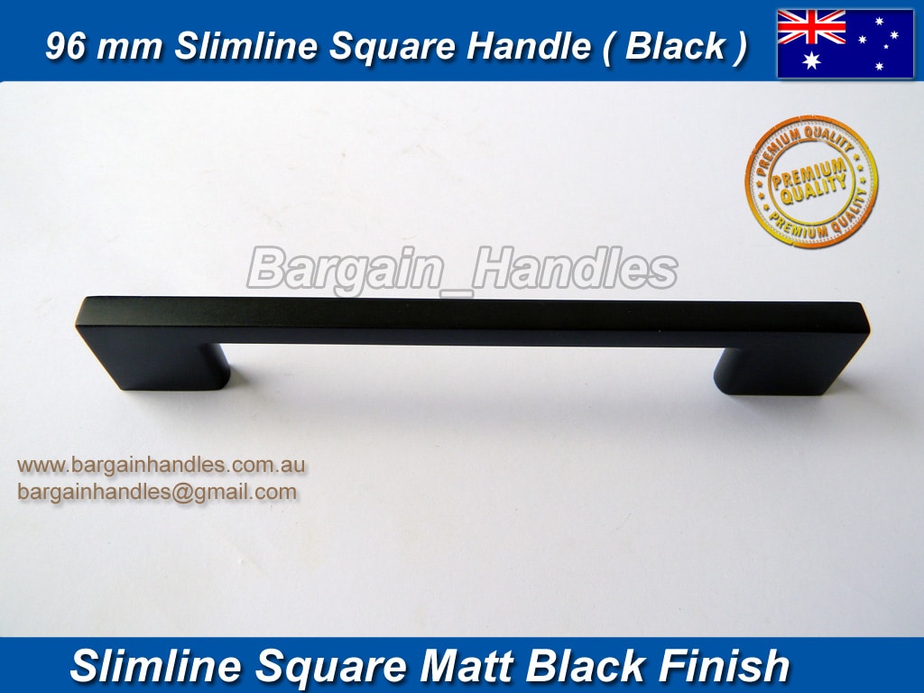 Black Kitchen Cabinet door handle Slimline,D-Square
