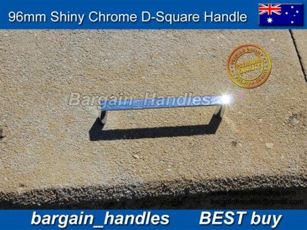 96mm Polished Chrome D-Square kitchen cabinet door Handle