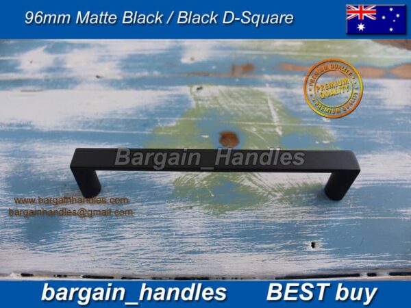 96mm Kitchen Cabinet door handle pulls D-Square Matt Black