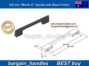 128mm Moritz D Handle Matt Black/Black Finish