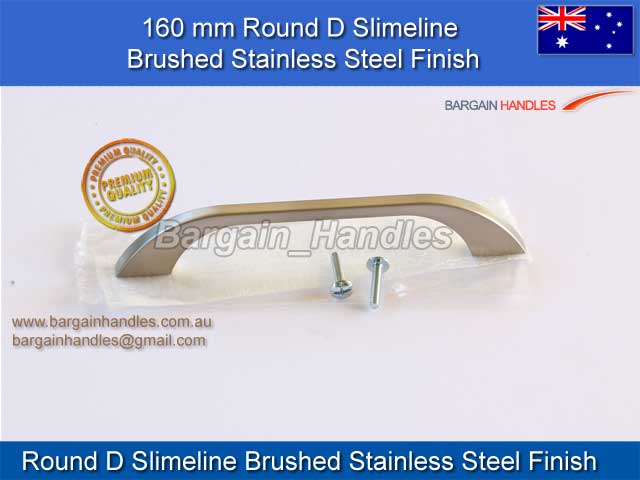 Round D Slimline Brushed Stainless Steel Prato D Handle Series
