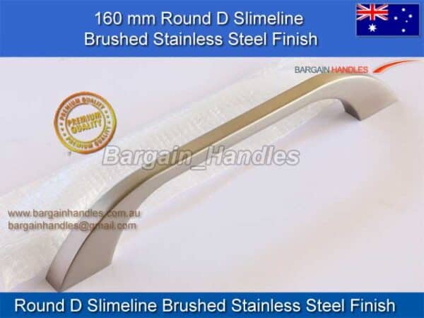 Round D Slimline Brushed Stainless Steel Prato D Handle Series