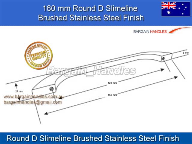 Round D Slimline Brushed Stainless Steel Prato D Handle Series