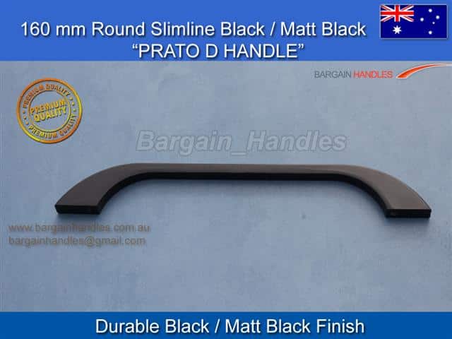 160mm kitchen door handle Prato Rounded D Slimline Matte Black