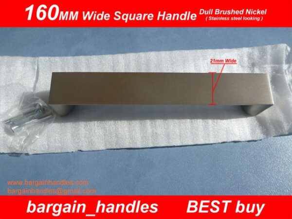 160mm kitchen door Handle 21mm wide Brushed Stainless Steel D-Square