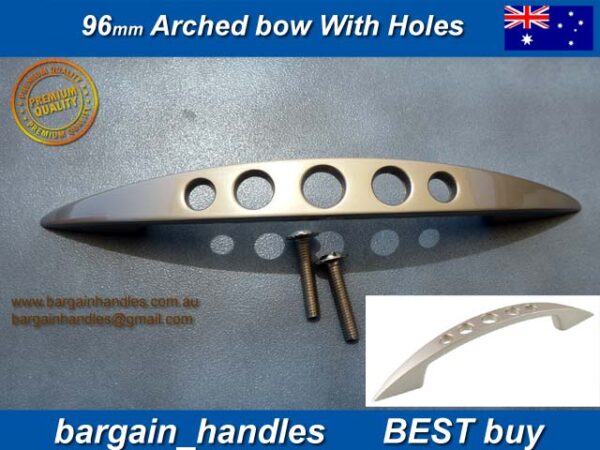 96mm Arched Bows Handles With Holes Stain Nickel - Image 2