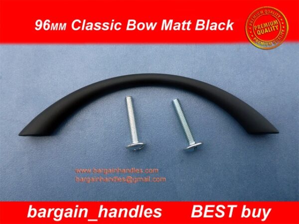 96mm Classic Bow Handles Matte Black - Image 2