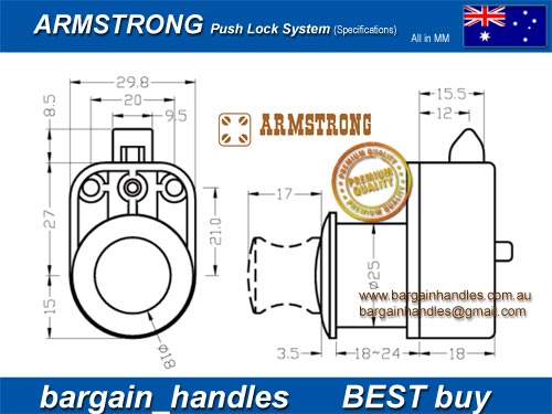 Armstrong Caravan Push Knob With Latch