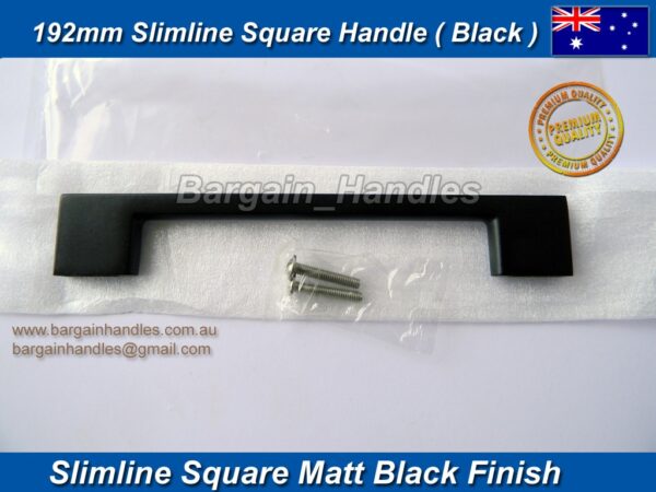 Matte Black Kitchen Cabinet door handle Slimline 192mm