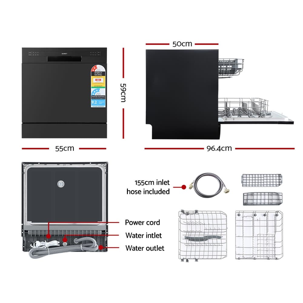 Benchtop Dishwasher Counter Top Freestanding Dish Washer 8 Place