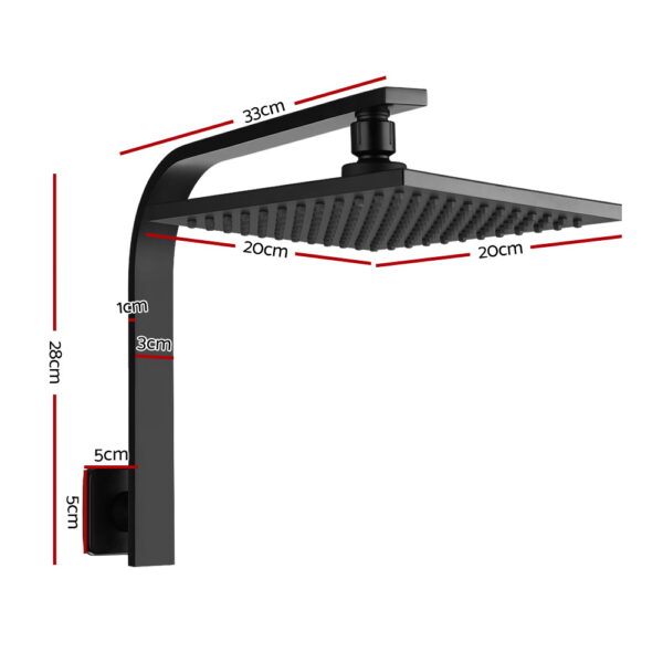 WELS 8 Rain Shower Head Set Bathroom Gooseneck Square Faucet High Pressure Hand Held"