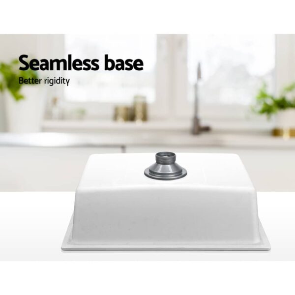 Cefito Granite Stone Kitchen Laundry Sink Bowl Top or Under mount 610x470mm White - Image 5