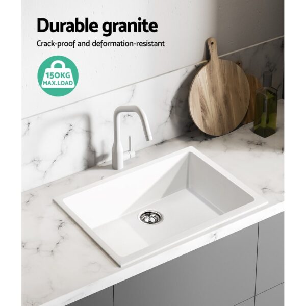 Cefito Granite Stone Kitchen Laundry Sink Bowl Top or Under mount 610x470mm White - Image 6