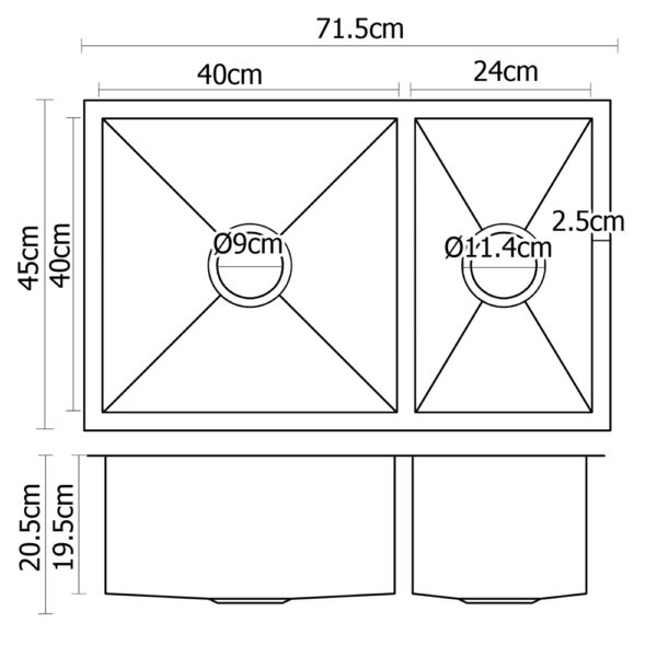 Cefito 715 x 450mm Stainless Steel Sink