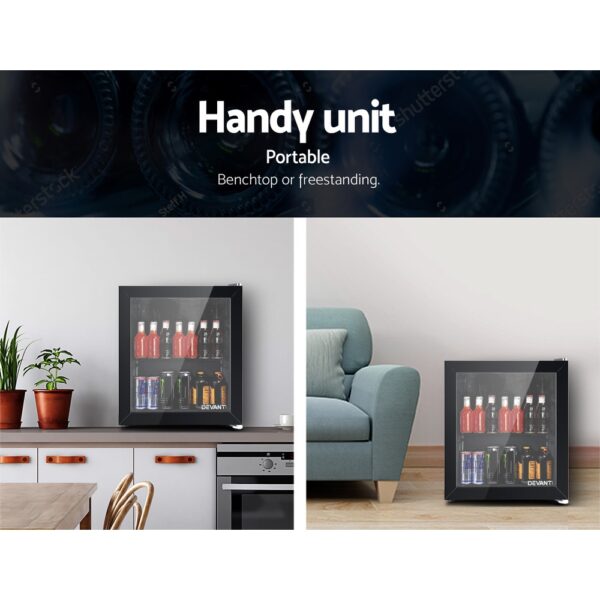 Devanti 46L Glass Door Bar Fridge Mini Countertop Freezer Fridges Bottle Cooler