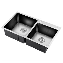 Cefito Stainless Steel Kitchen Sink 800x450MM Double Bowl Sinks Laundry Strainer