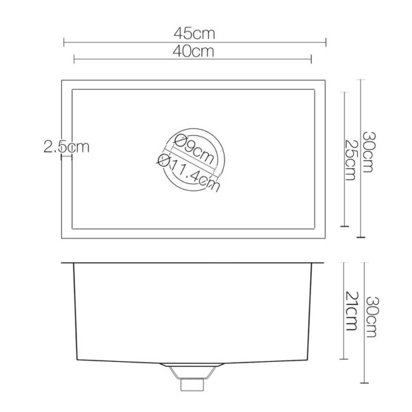 Cefito 450 x 300mm Stainless Steel Sink