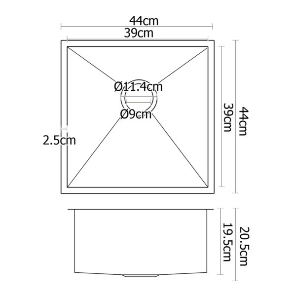 Cefito 440 x 440mm Stainless Steel Sink