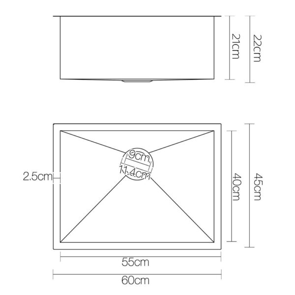 Cefito 600 x 450mm Stainless Steel Sink