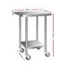 Cefito 430 Stainless Steel Kitchen Benches Work Bench Food Prep Table with Wheels 610MM x 610MM