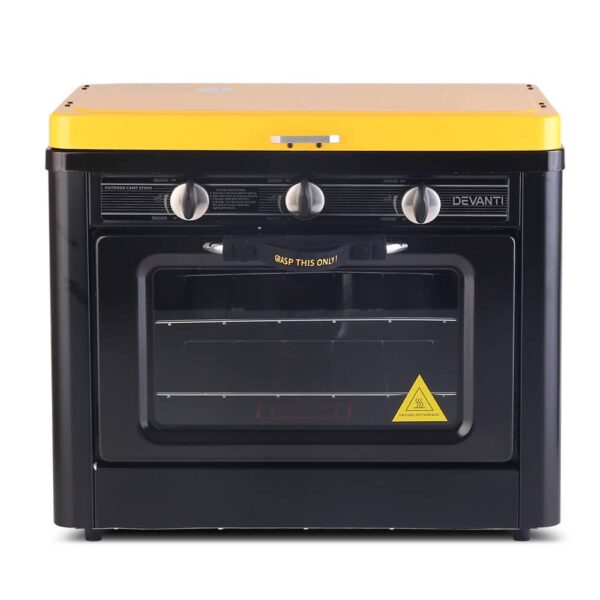 Devanti 3 Burner Portable Oven - Black & Yellow - Image 3