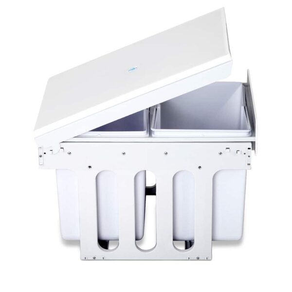 Set of 2 15L Twin Pull Out Bins - White - Image 3