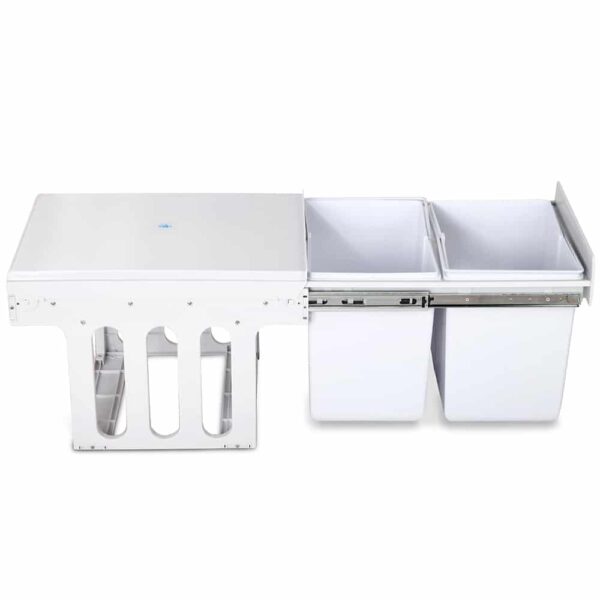 Set of 2 15L Twin Pull Out Bins - White - Image 4