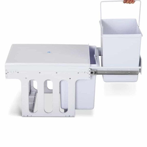 Set of 2 15L Twin Pull Out Bins - White - Image 5