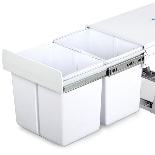 Set of 2 15L Twin Pull Out Bins - White - Image 6