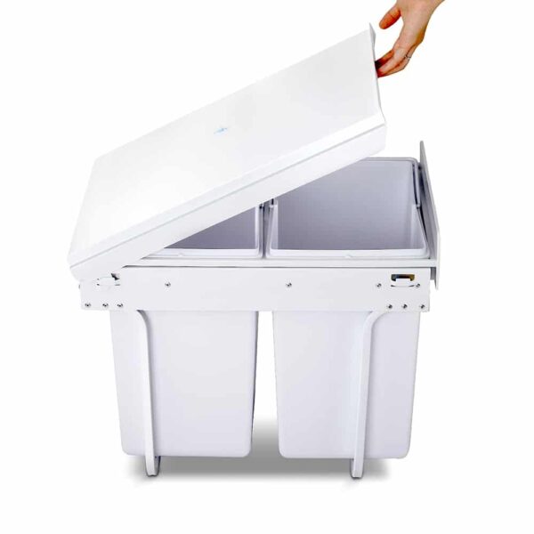 Set of 2 20L Twin Pull Out Bins - White - Image 3