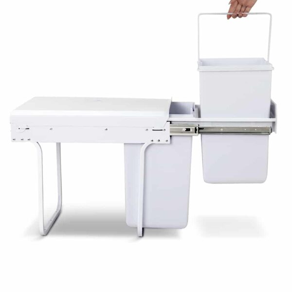 Set of 2 20L Twin Pull Out Bins - White - Image 5