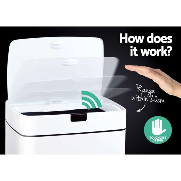 Devanti 45L Sensor Bin White - Image 4
