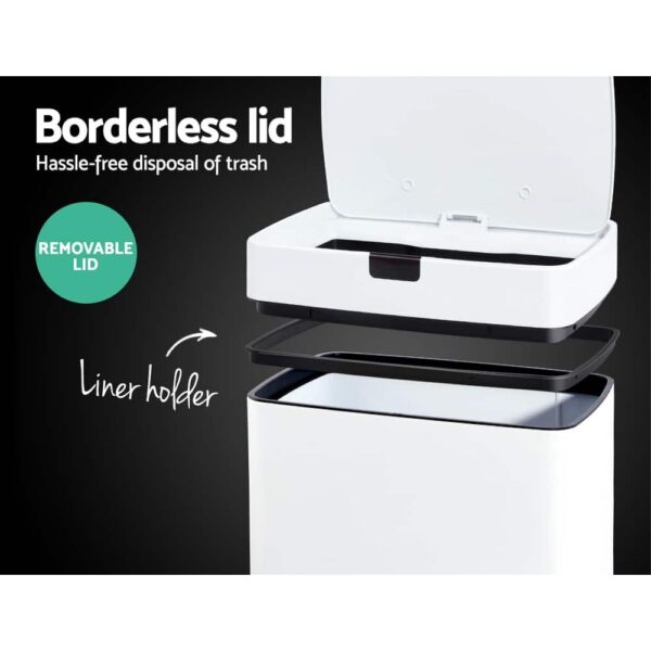 Devanti 45L Sensor Bin White - Image 5