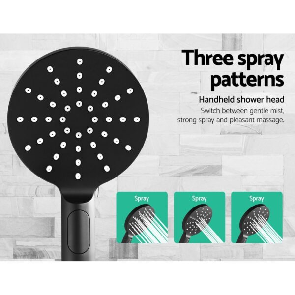 WELS Round 9 inch Rain Shower Head and Mixer Set Bathroom Handheld Spray Bracket Rail Mat Black - Image 6