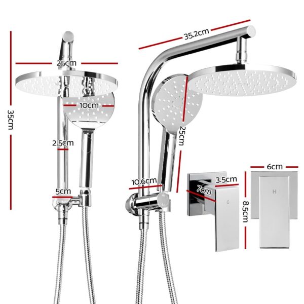 WELS Round 9 inch Rain Shower Head and Taps Set Bathroom Handheld Spray Bracket Rail Chrome - Image 2