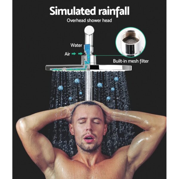 WELS Round 9 inch Rain Shower Head and Taps Set Bathroom Handheld Spray Bracket Rail Chrome - Image 5
