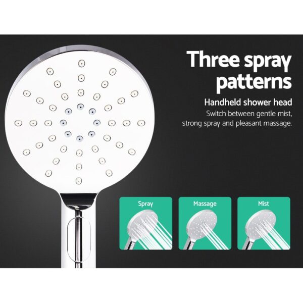 WELS Round 9 inch Rain Shower Head and Taps Set Bathroom Handheld Spray Bracket Rail Chrome - Image 6