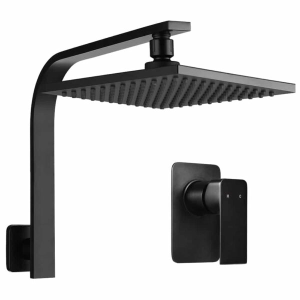 WELS 8 Rain Shower Head Set Bathroom Gooseneck Square Mixer Hand Held High Pressure"