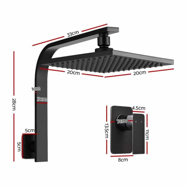 WELS 8 Rain Shower Head Set Bathroom Gooseneck Square Mixer Hand Held High Pressure" - Image 2