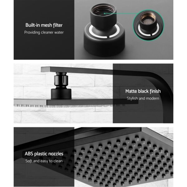 WELS 8 Rain Shower Head Set Bathroom Gooseneck Square Mixer Hand Held High Pressure" - Image 5