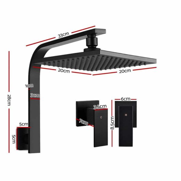 WELS 8 Rain Shower Head Set Bathroom Gooseneck Square Taps Hand Held High Pressure DIY" - Image 2