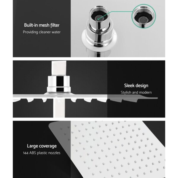 WELS 10 Rain Shower Head Set Bathroom Square Dual Heads Taps Hand Held High Pressure DIY" - Image 5