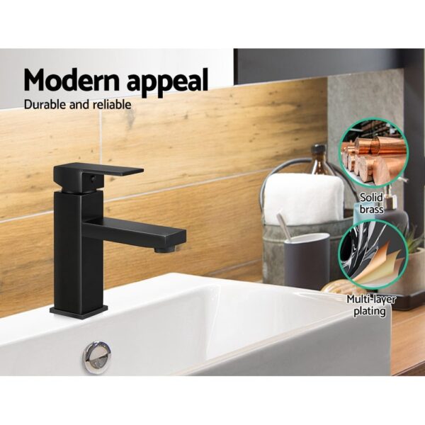 Cefito Basin Mixer Tap Faucet Bathroom Vanity Counter Top WELS Standard Brass Black - Image 4