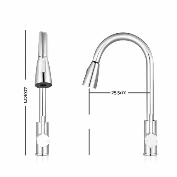 Cefito Pull-out Mixer Faucet Tap - Silver - Image 2